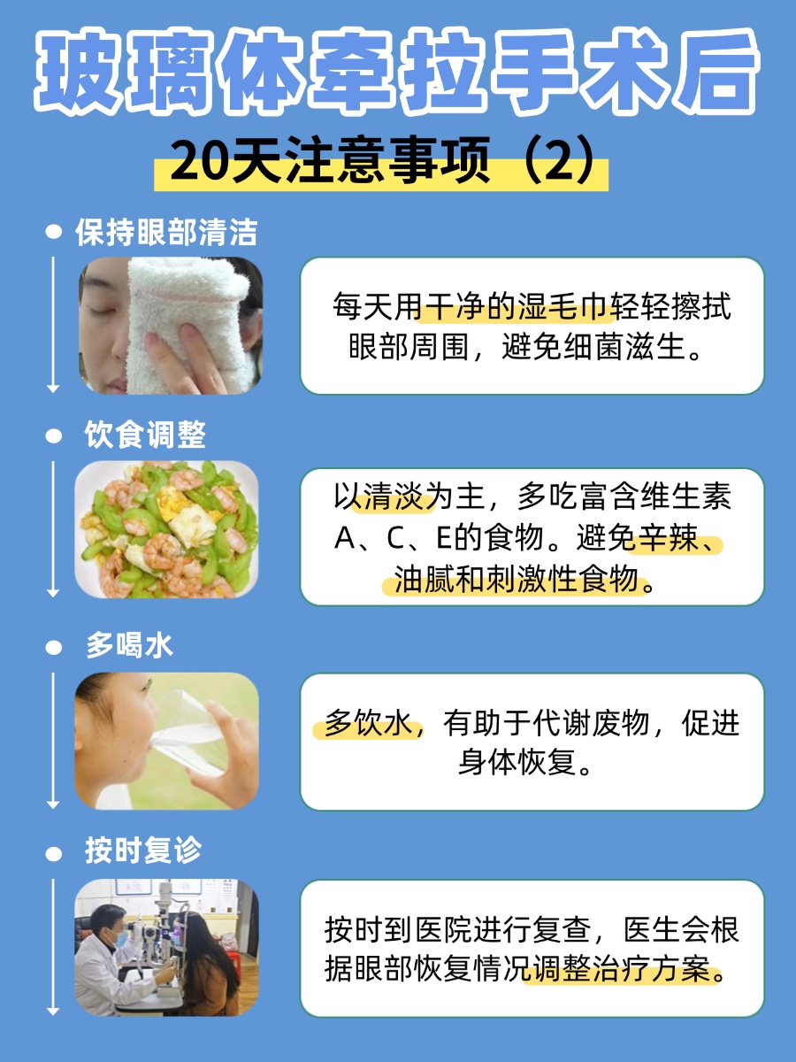 玻璃体牵拉手术后20天，这些注意事项你做到了吗？