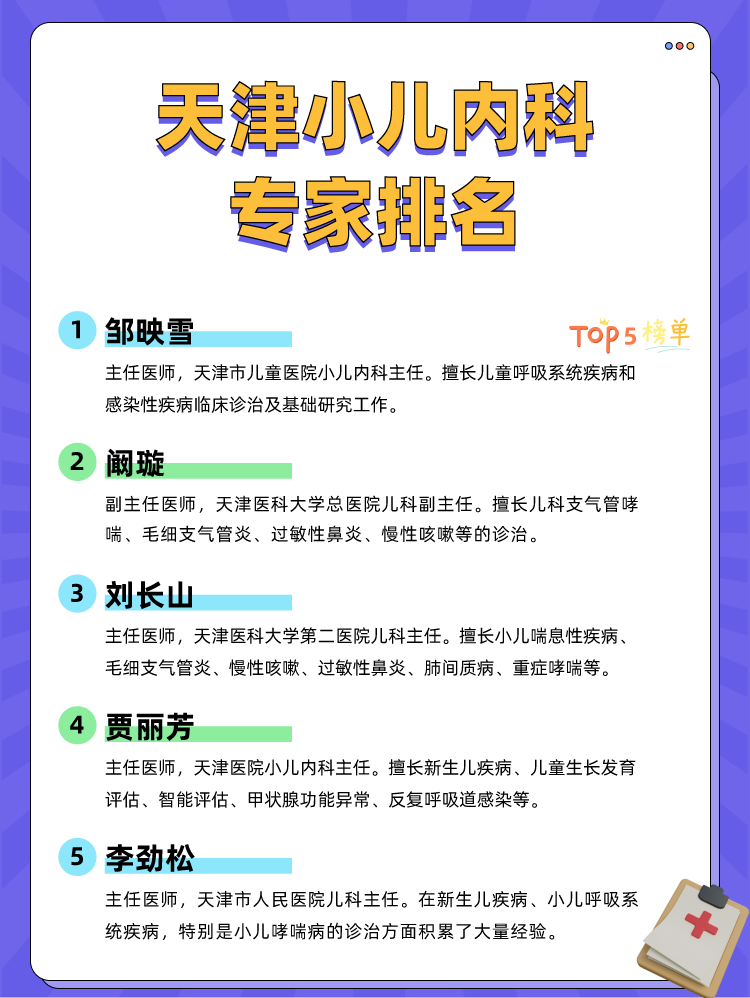 天津小儿内科专家排名