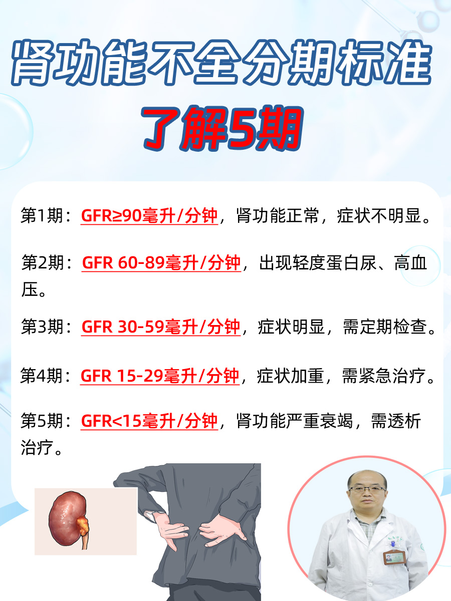 肾功能不全分期标准：了解5期