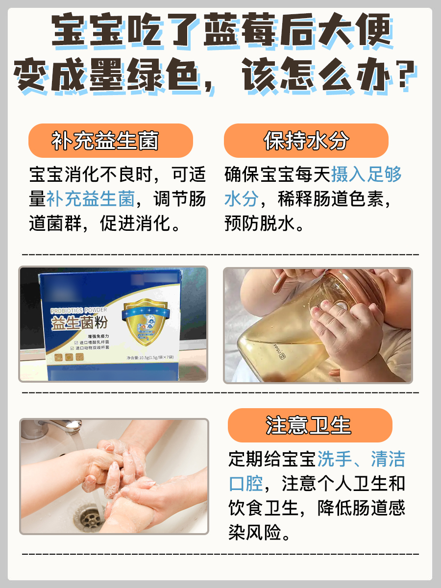 蓝莓“染色”记：宝宝大便变墨绿？