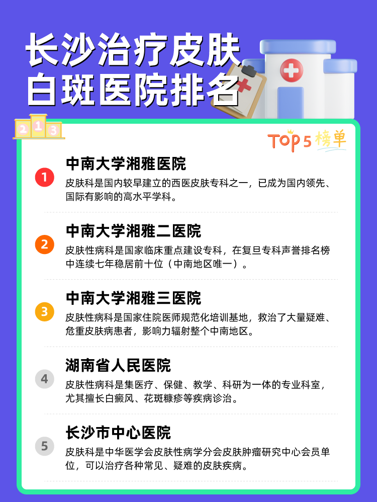 长沙治疗皮肤白斑医院排名