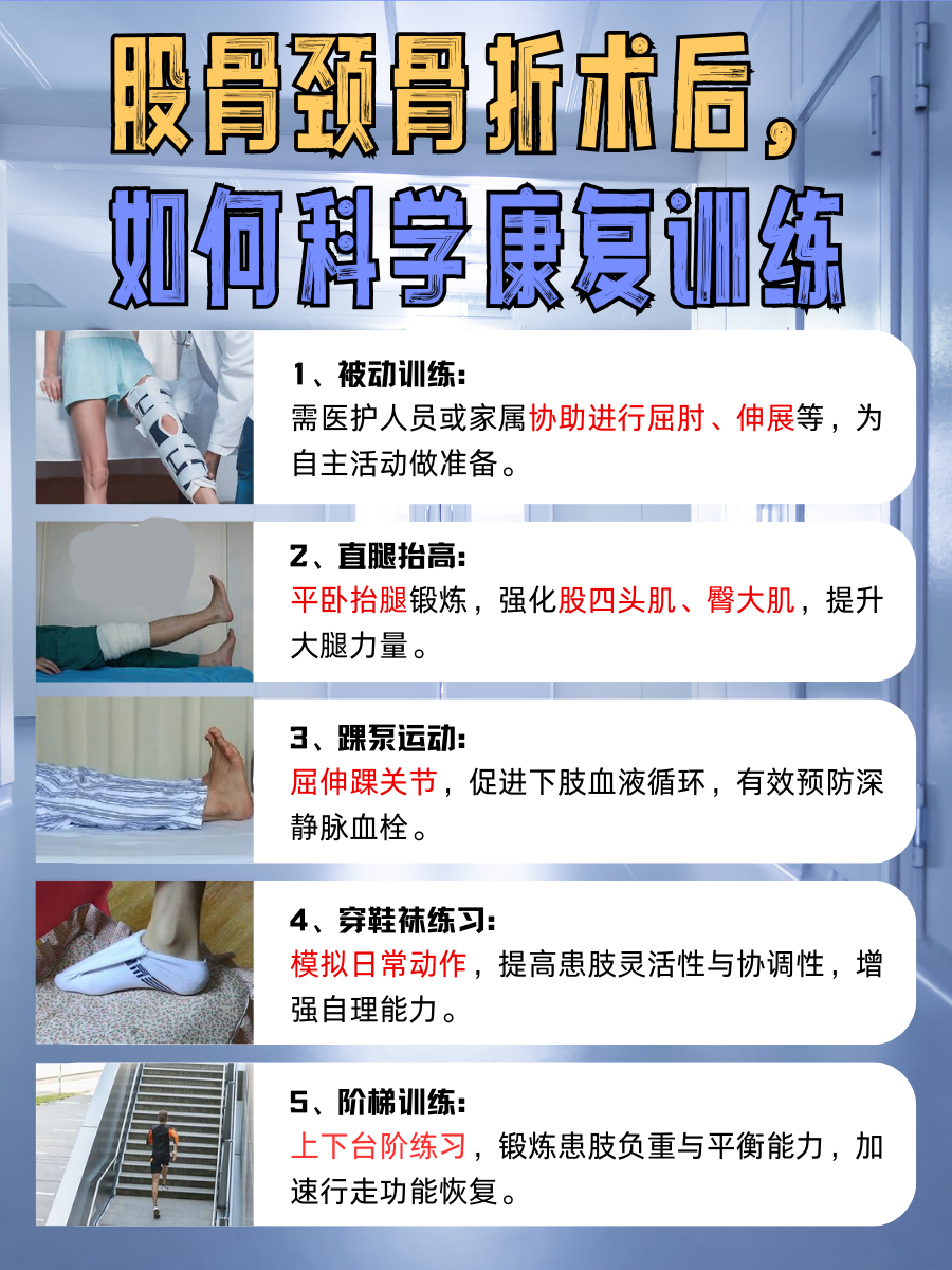 股骨颈骨折必看！术后康复这样做
