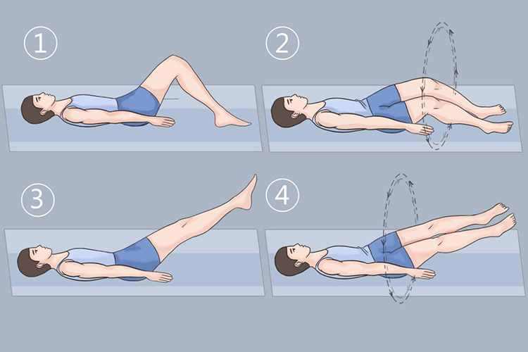 仰卧侧腰动作示意图