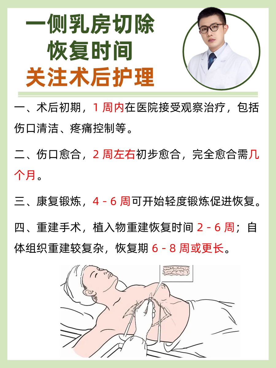 一侧乳房切除恢复时间，关注术后护理