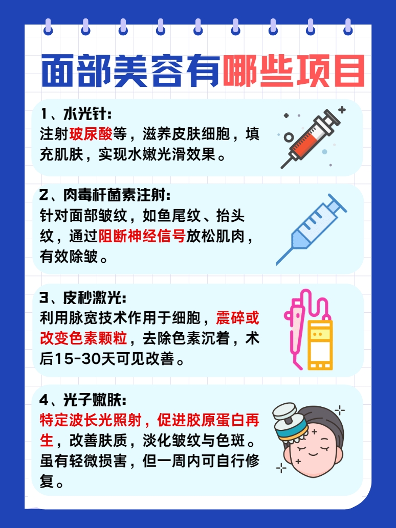 面部美容有哪些项目，名单来了