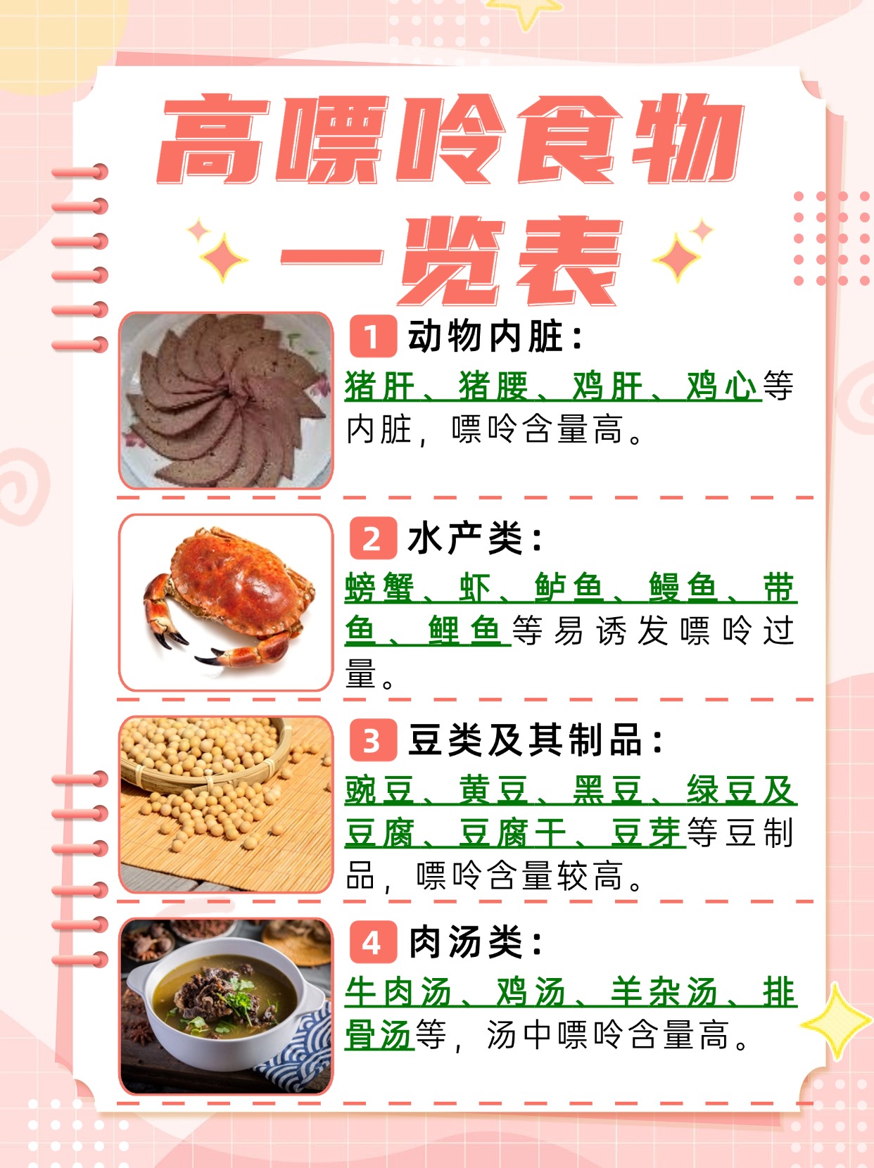 看这里：食物含嘌呤高一览表