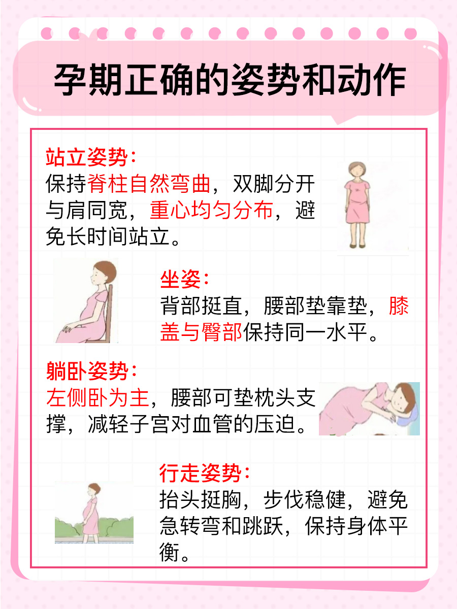孕期正确的姿势和动作图片
