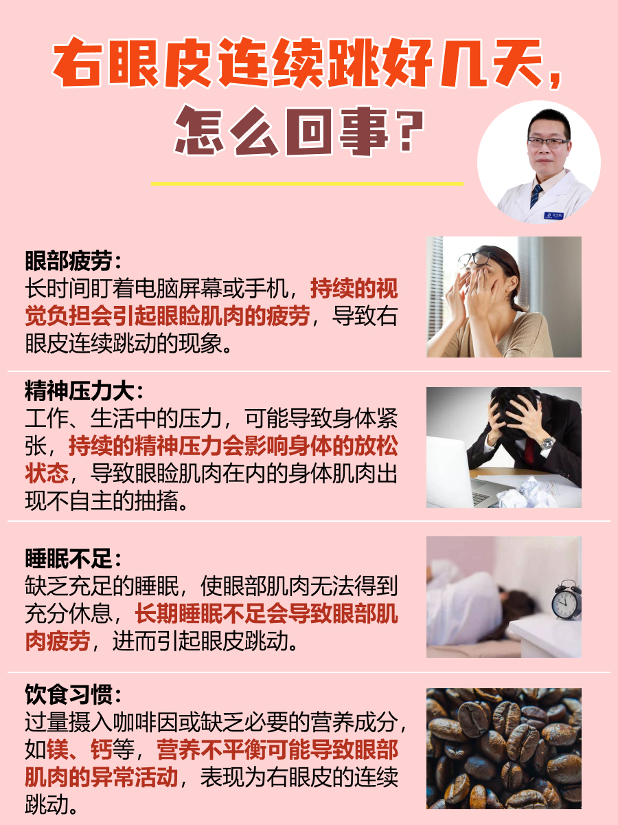右眼皮连续跳好几天，怎么回事？医生为你解答！