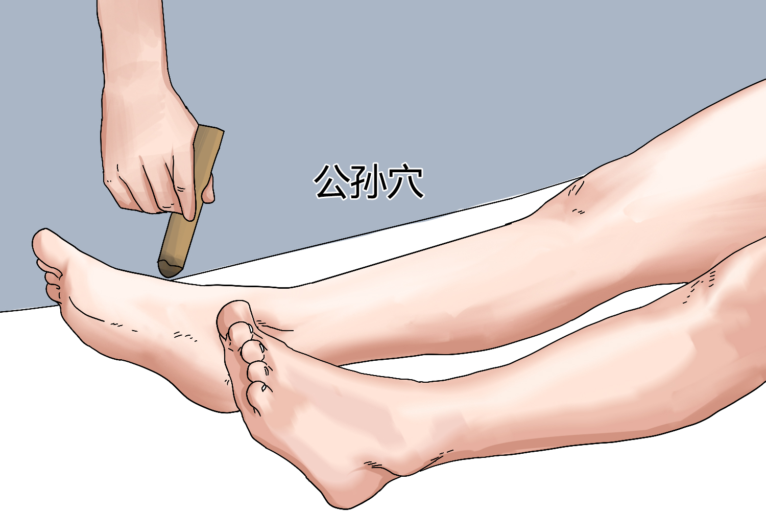 公孙穴艾灸操作图 公孙穴艾灸操作图