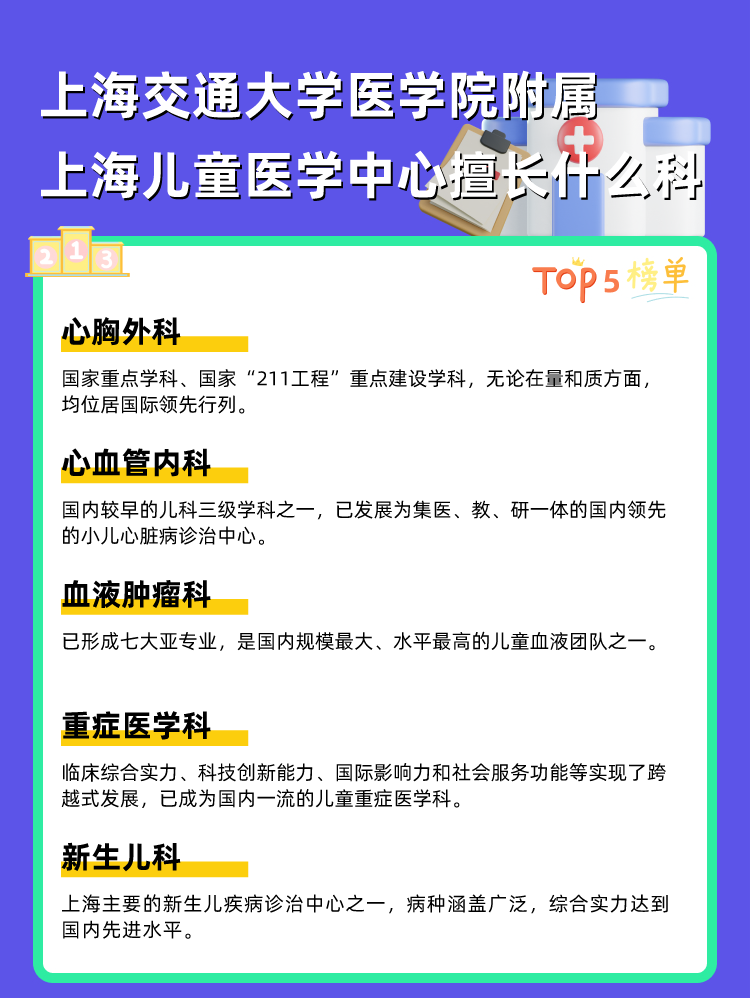 上海交通大学医学院附属上海儿童医学中心擅长什么科