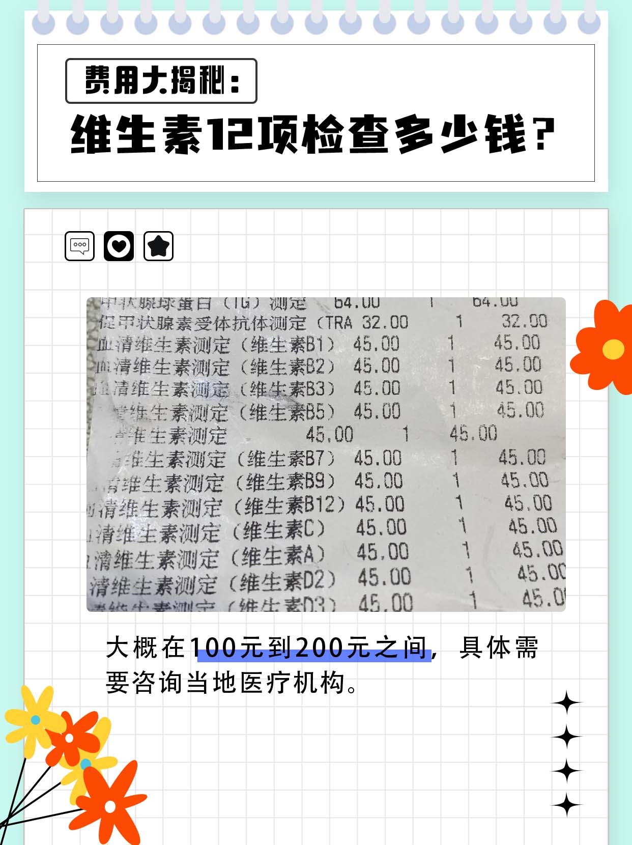 费用大揭秘：维生素12项检查多少钱？