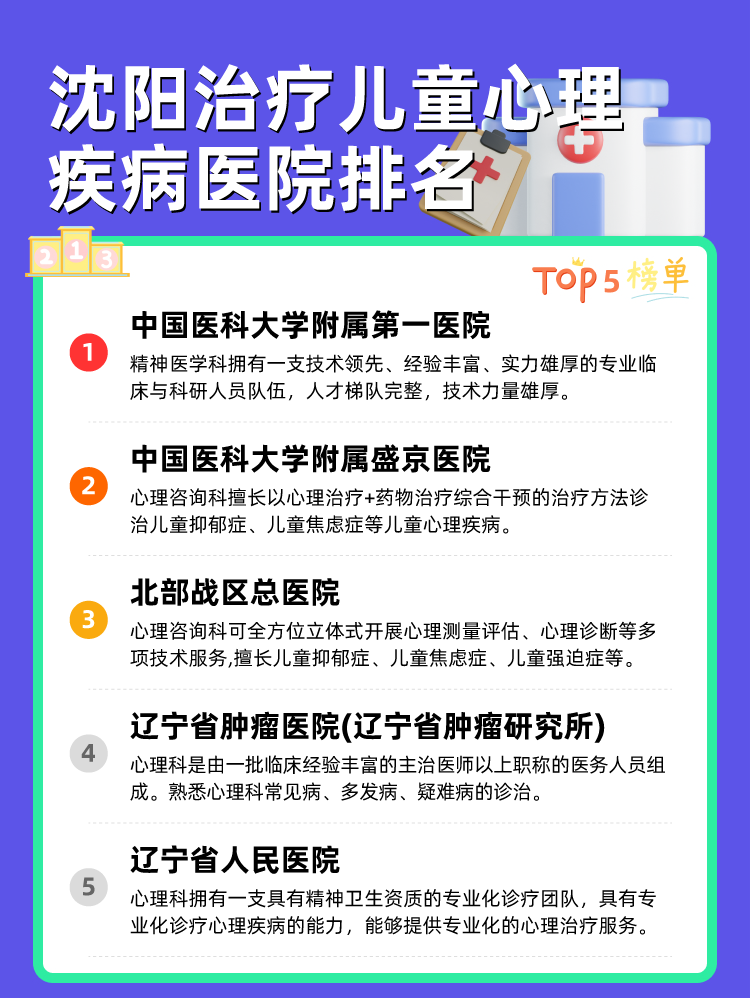 沈阳治疗儿童心理疾病医院排名