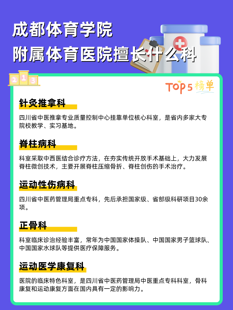 成都体育学院附属体育医院擅长什么科