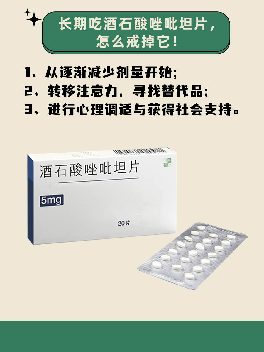 长期吃酒石酸唑吡坦片，能成功戒掉吗？