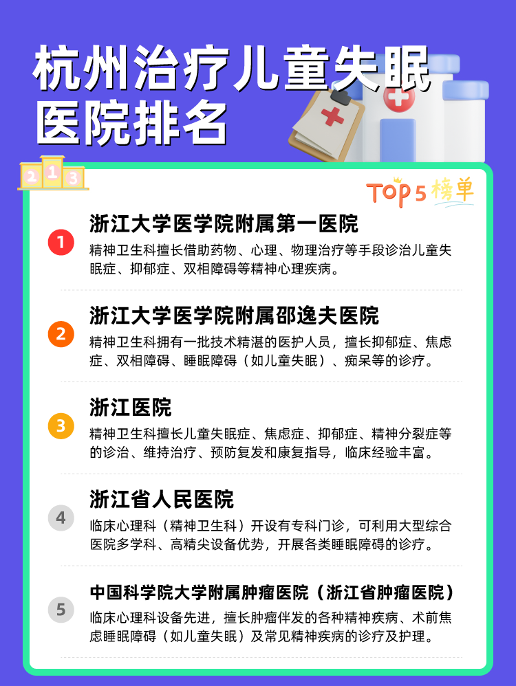 杭州治疗儿童失眠医院排名