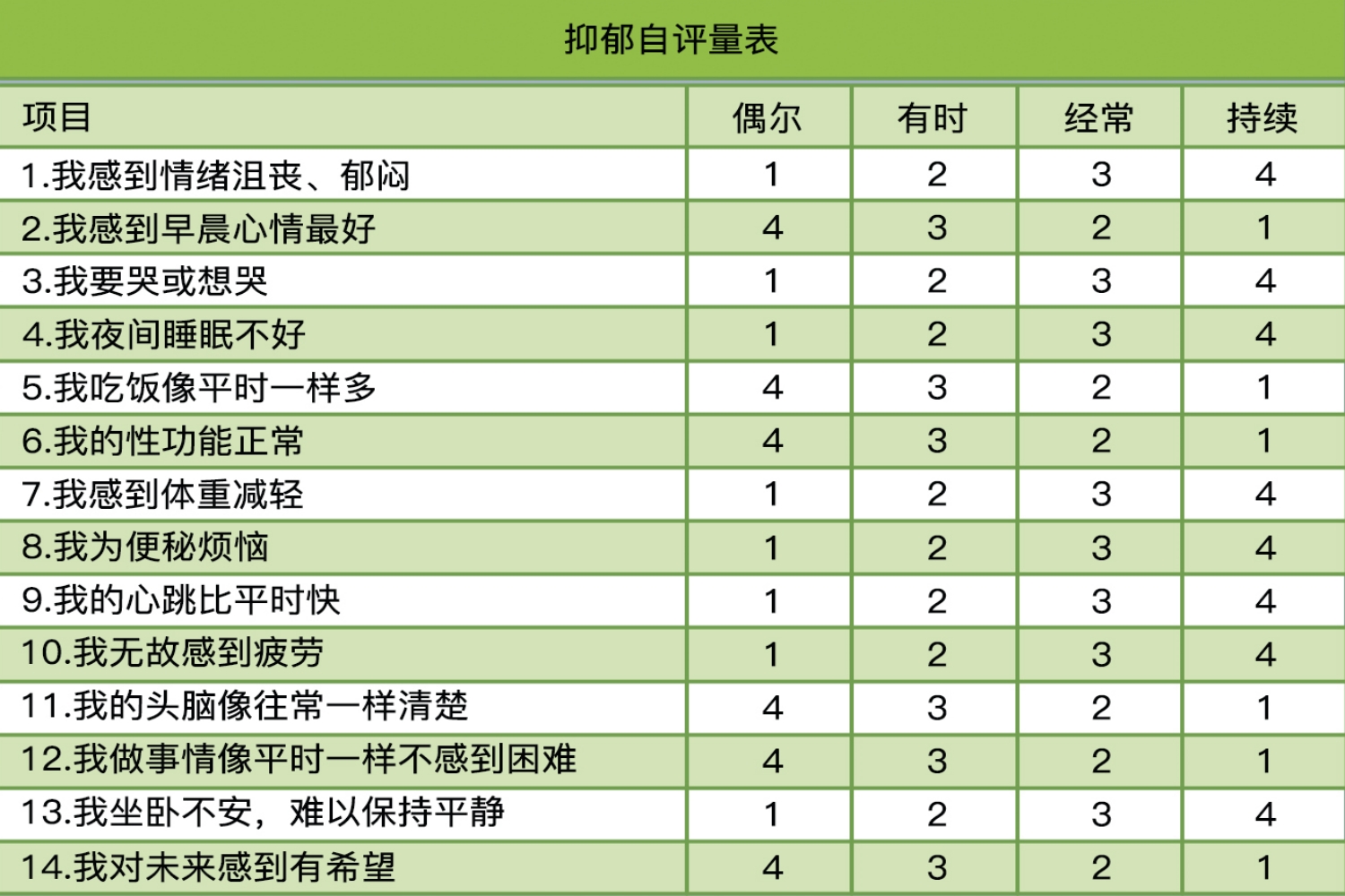 抑郁自评量表