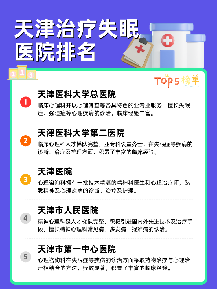 天津治疗失眠医院排名