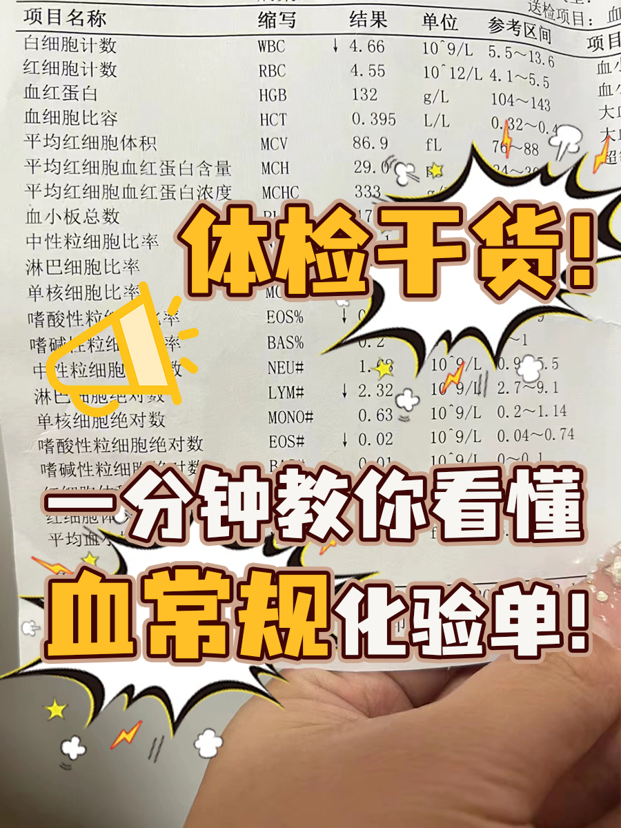 体检干货！一分钟教你看懂血常规化验单！