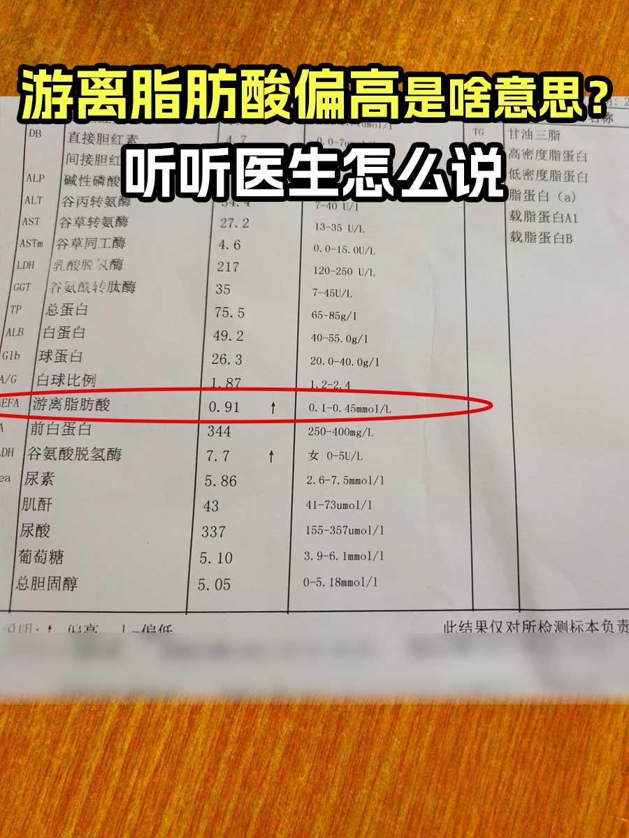 游离脂肪酸偏高是啥意思?听听医生怎么说