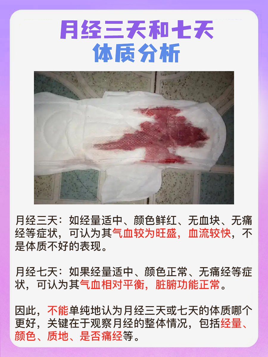 月经三天VS七天，哪种体质更胜一筹？