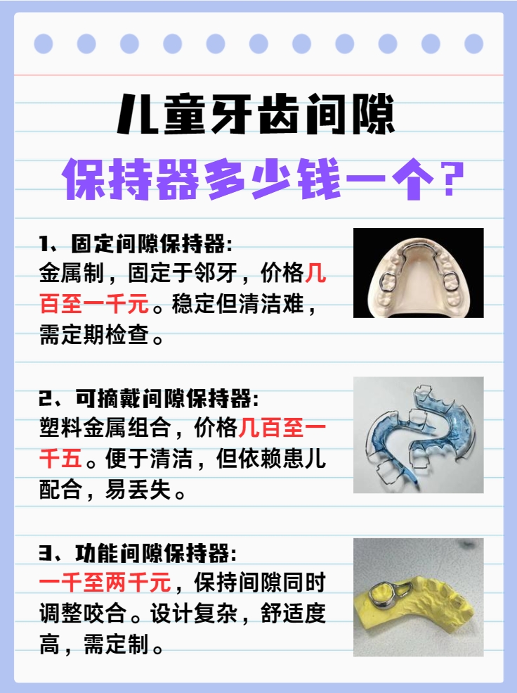 你的钱包准备好了吗？儿童牙齿间隙保持器多少钱一个？