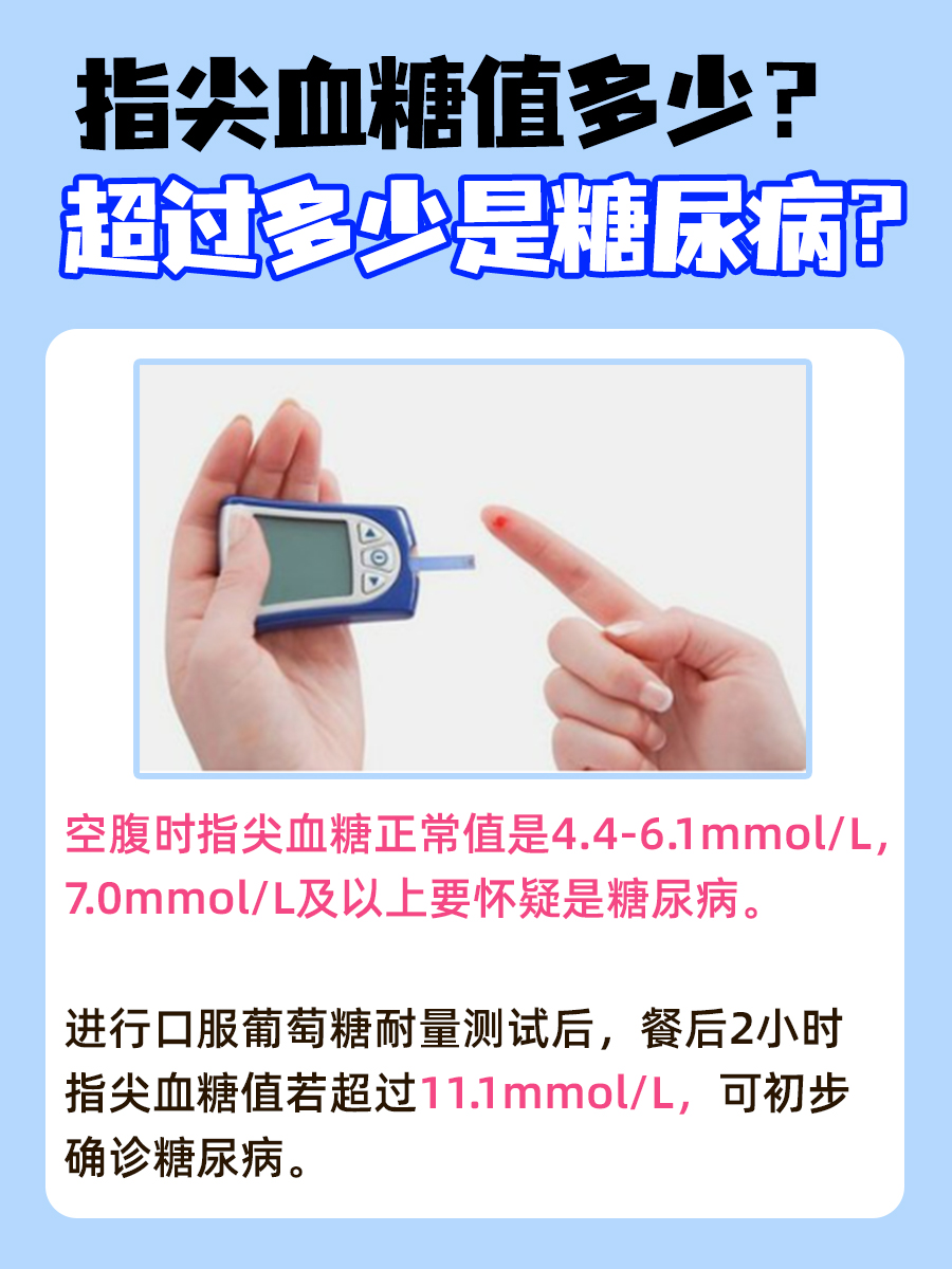 指尖血糖值是多少？超过多少可确诊糖尿病？