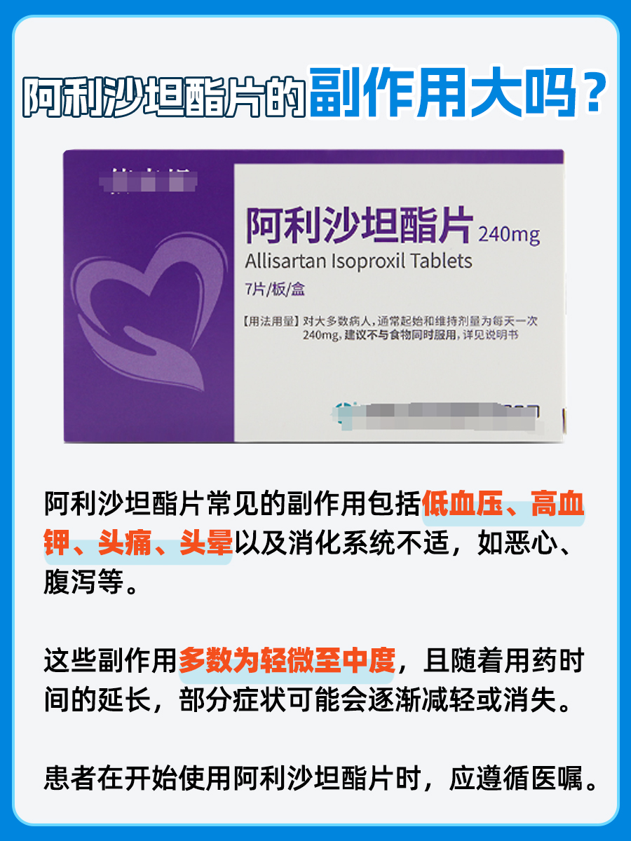 阿利沙坦酯片的副作用解析，大吗？