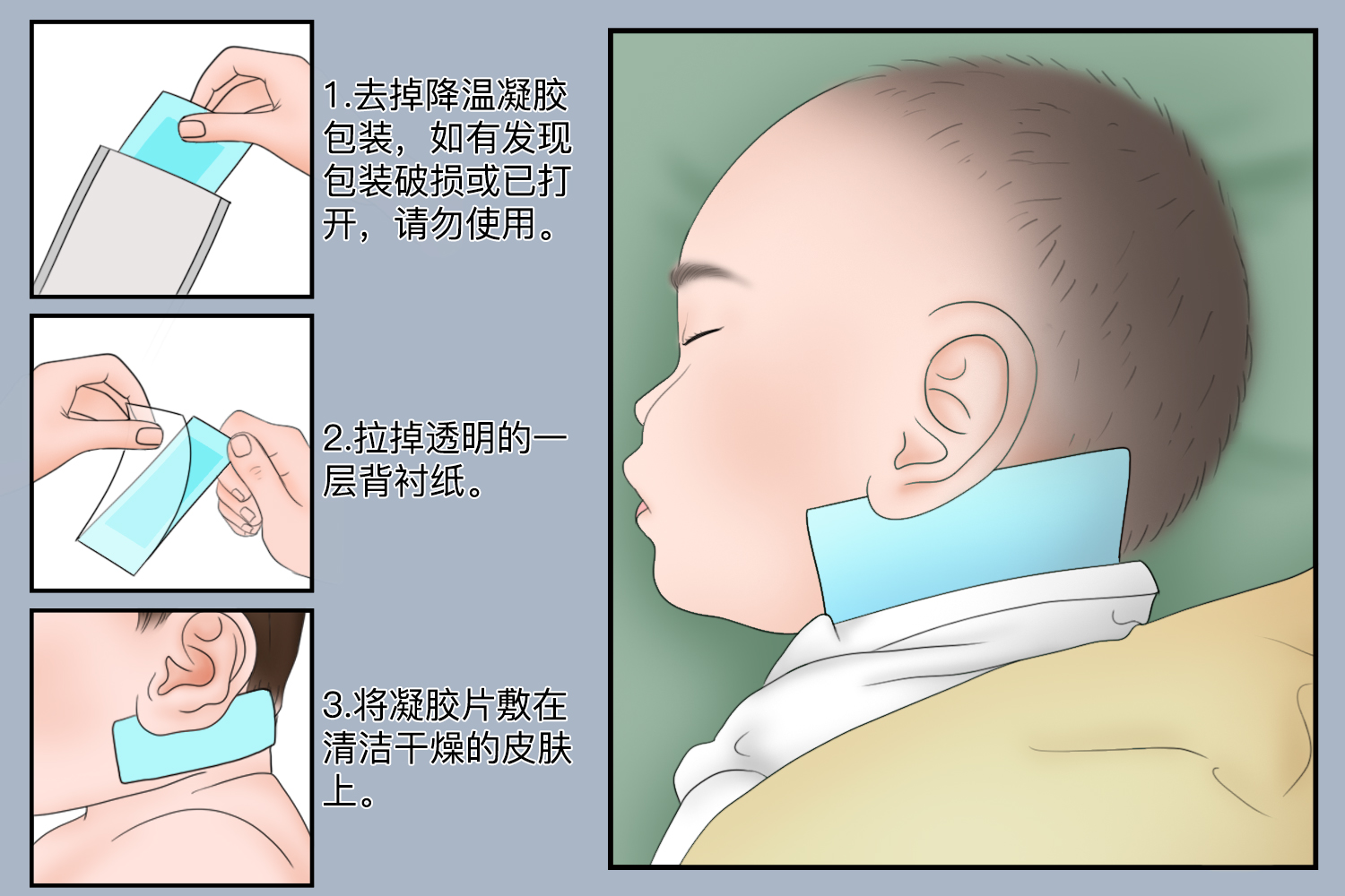 颈部退热贴贴法图