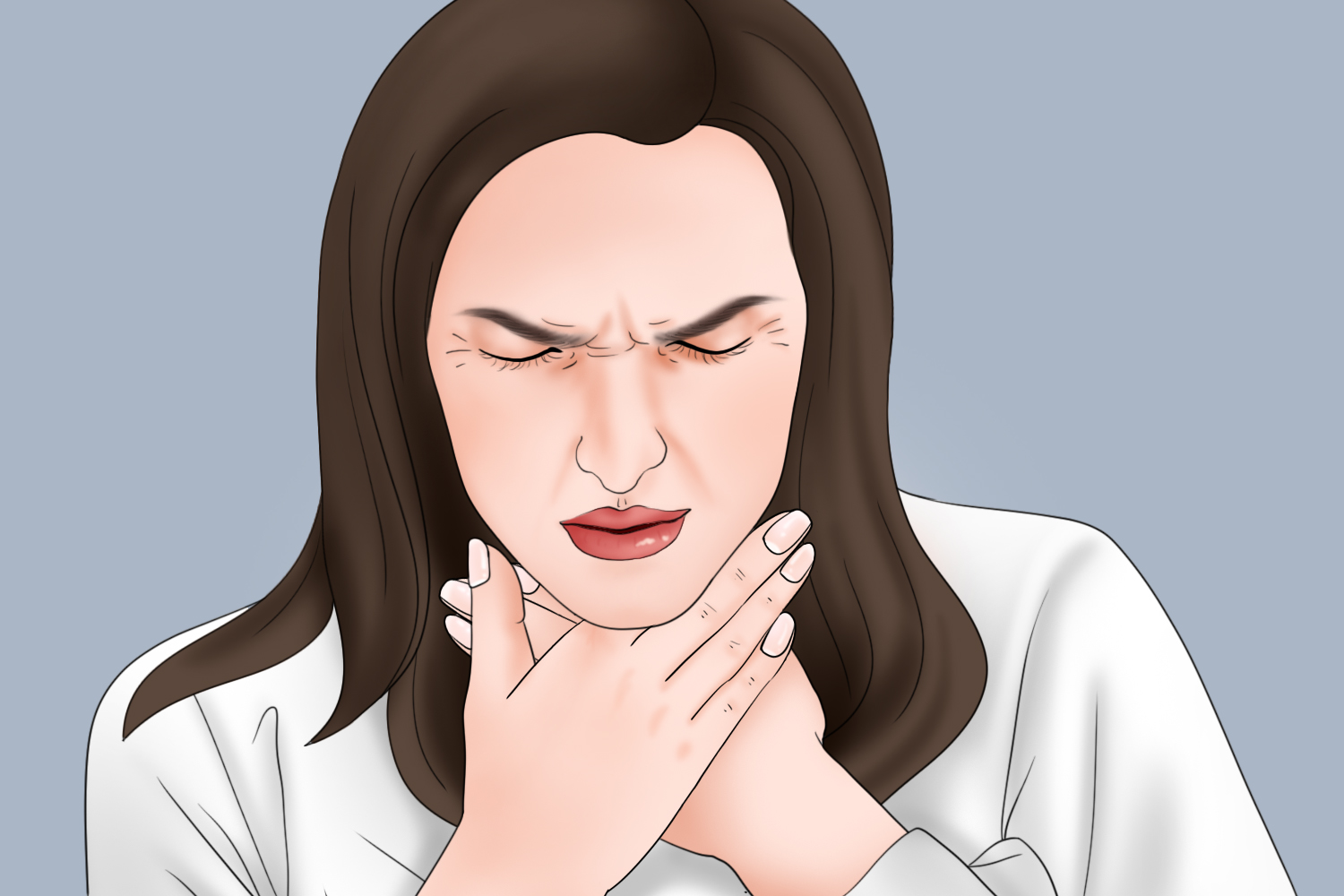 中年女性患梅核气咽部不适图