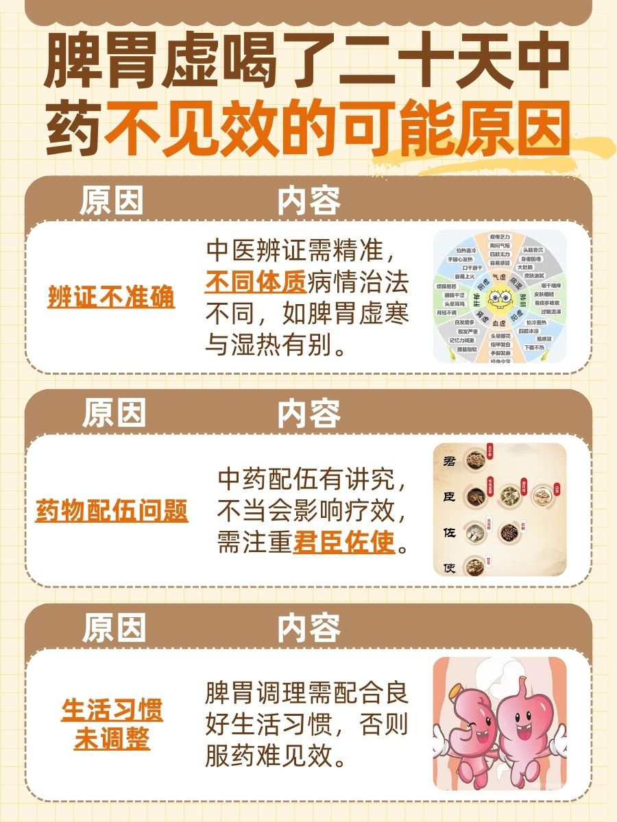 为什么？脾胃虚喝了二十天中药不见效