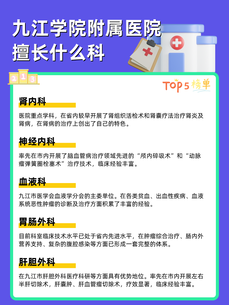 九江学院附属医院擅长什么科