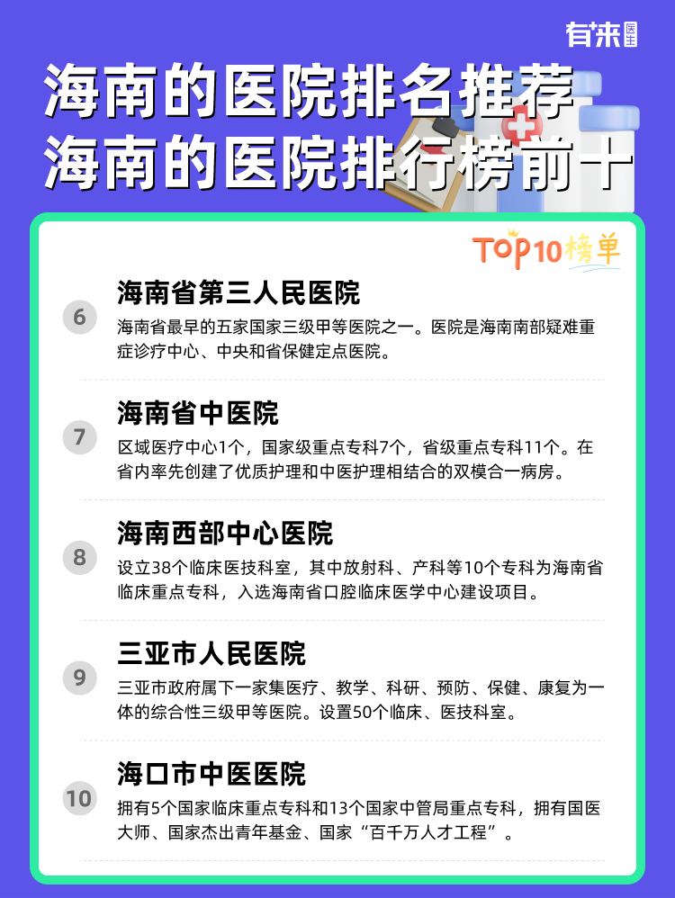 海南的医院排名推荐 海南的医院排行榜前十