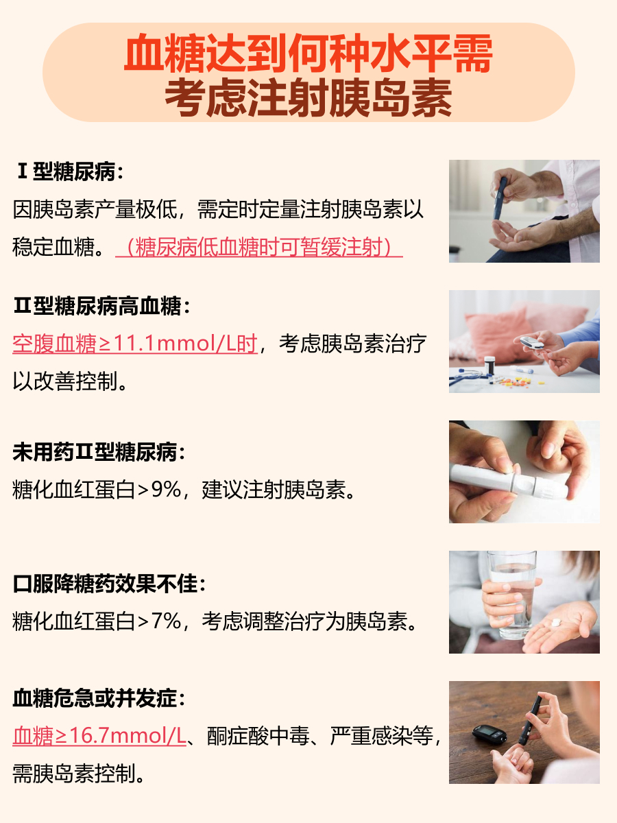 胰岛素注射时机：血糖达到什么水平需注意？