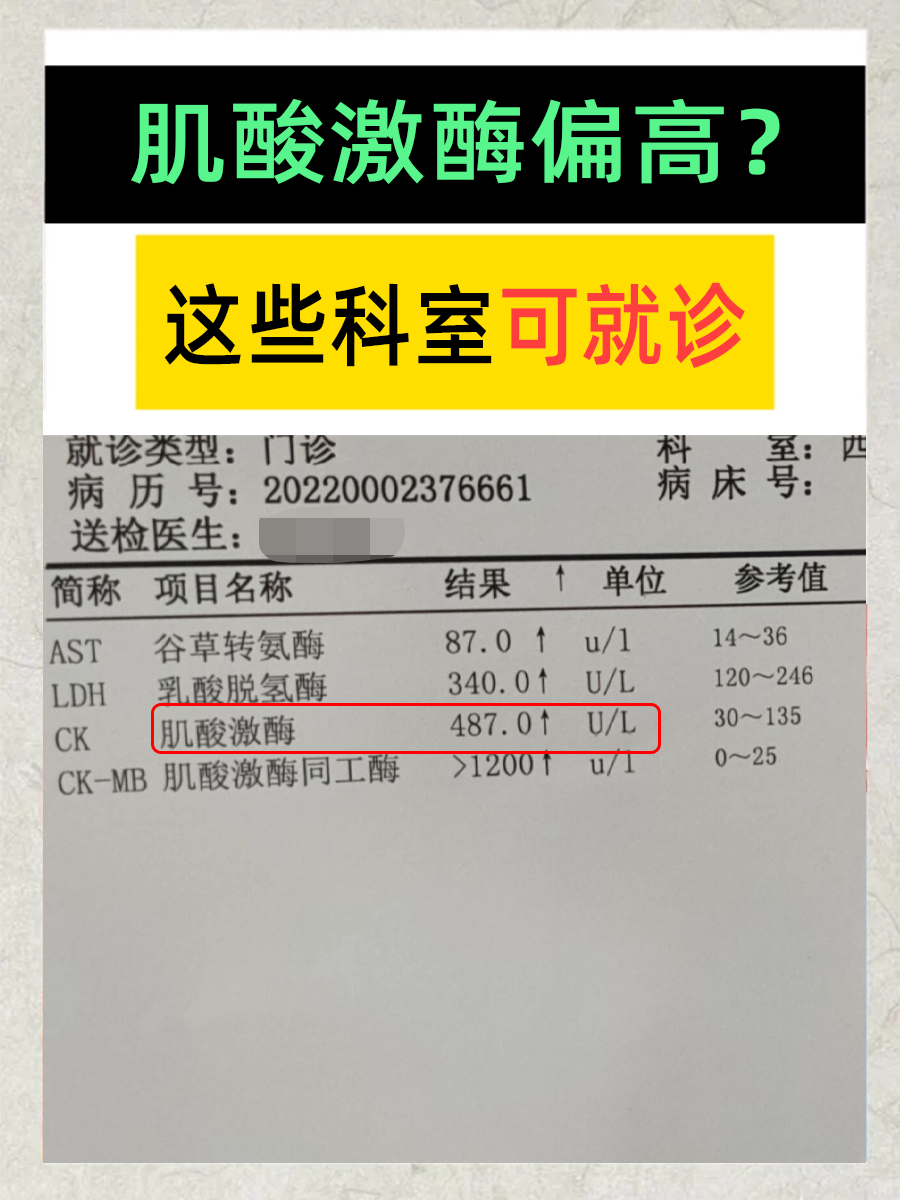 肌酸激酶偏高?这些科室可就诊