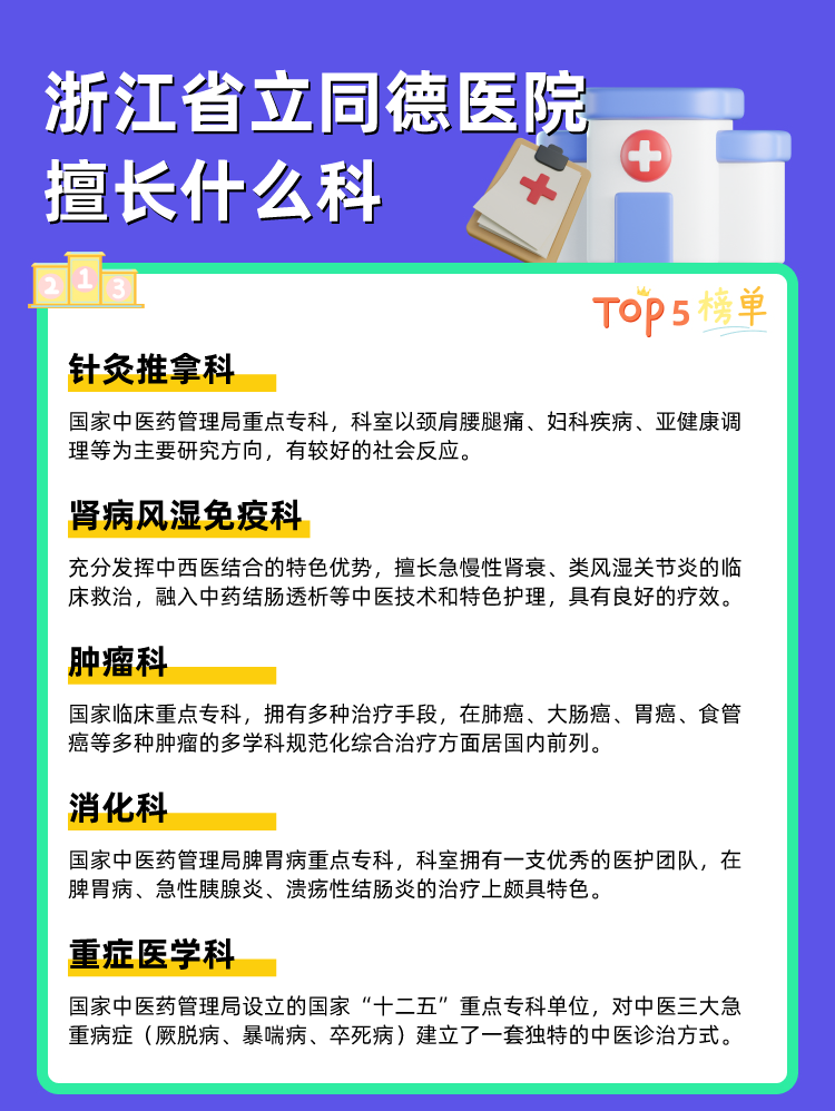 浙江省立同德医院擅长什么科