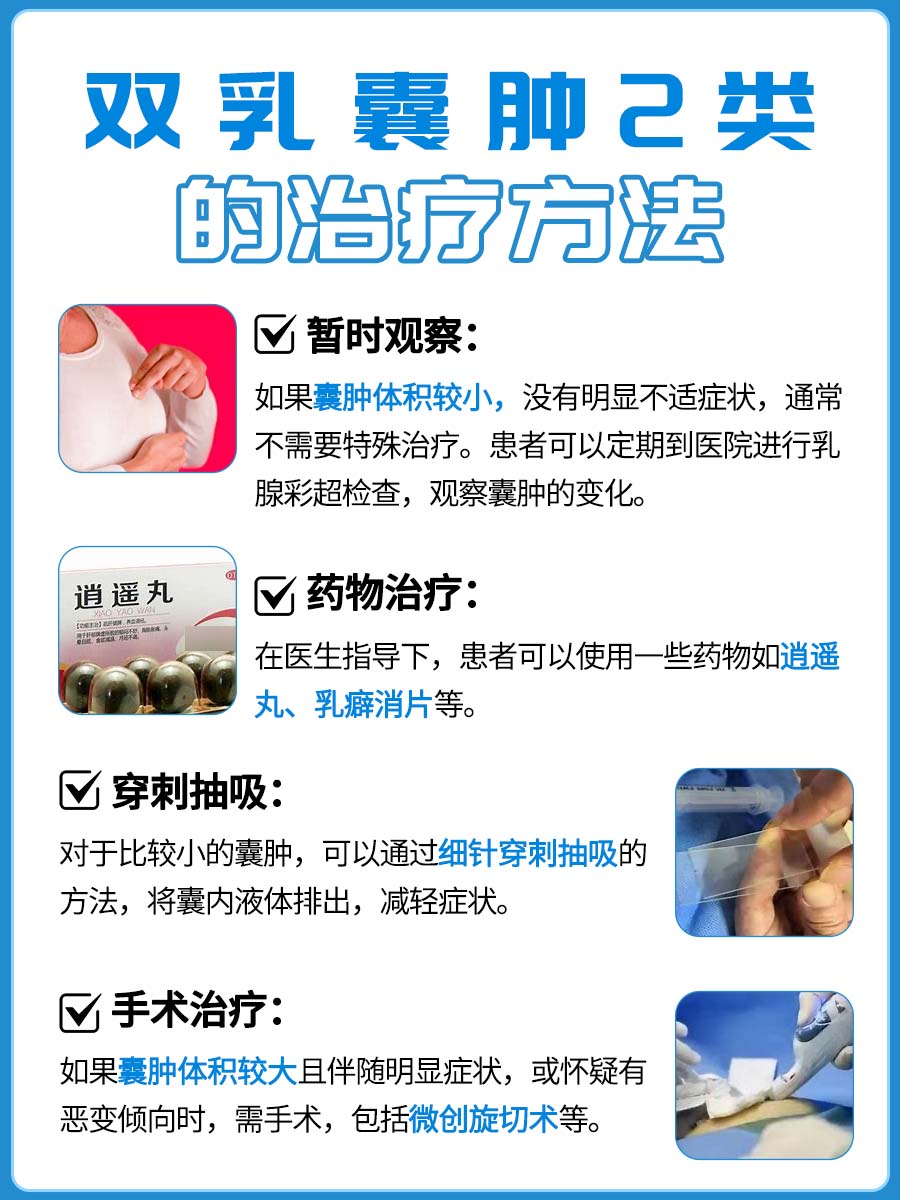 双乳囊肿2类，了解这些就不慌