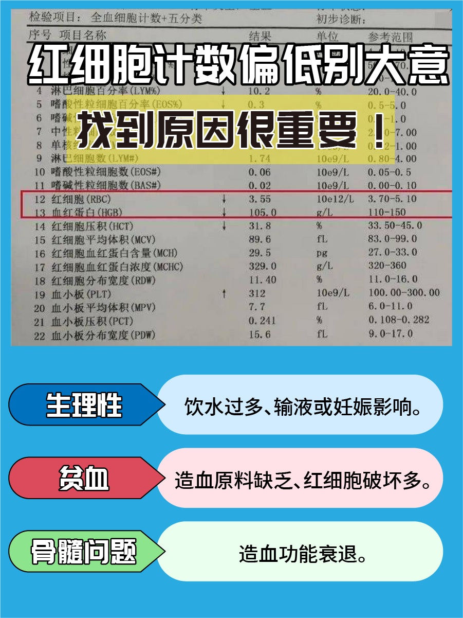 红细胞计数偏低别大意，找到原因很重要！