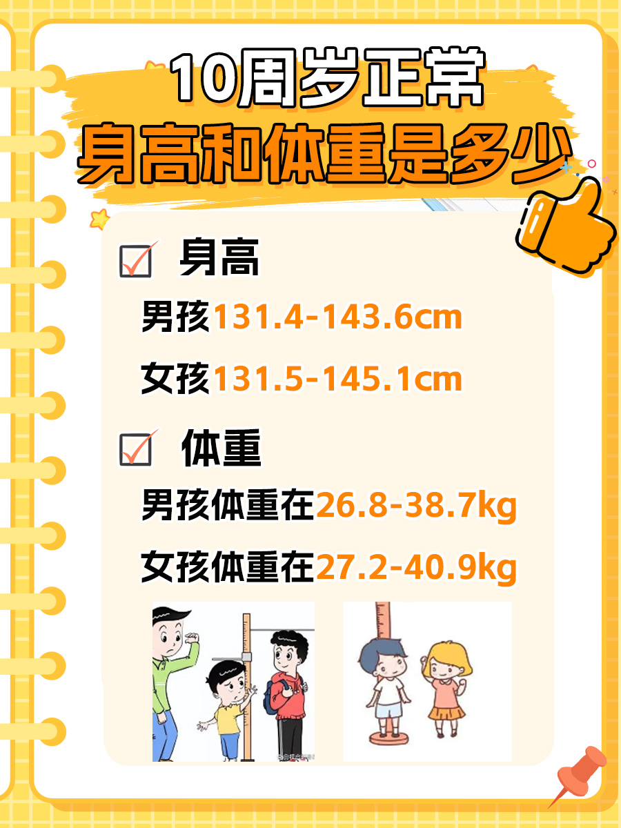 10周岁正常身高和体重是多少，你知道吗？