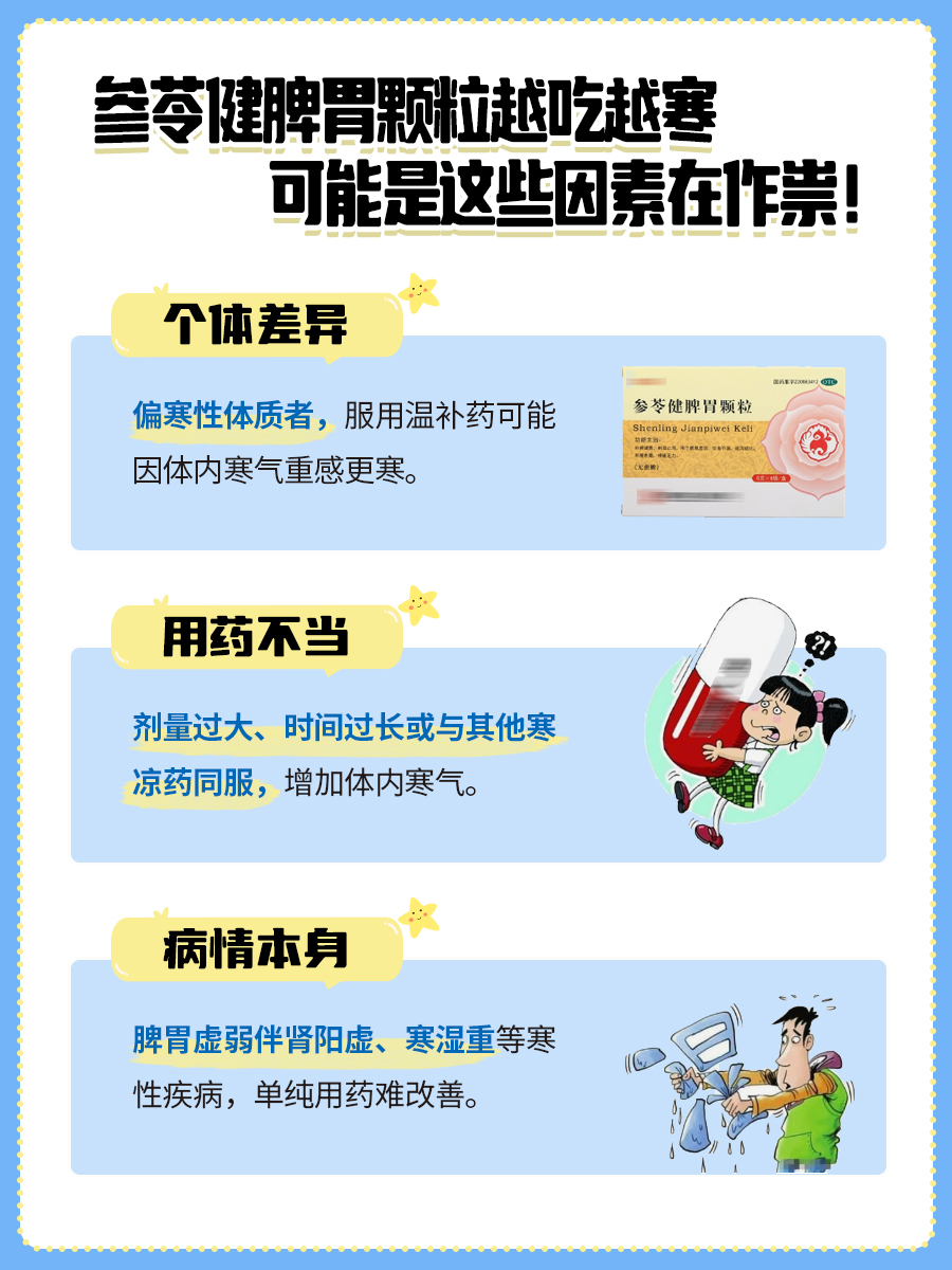 参苓健脾胃颗粒越吃越寒？需要考虑这些情况！