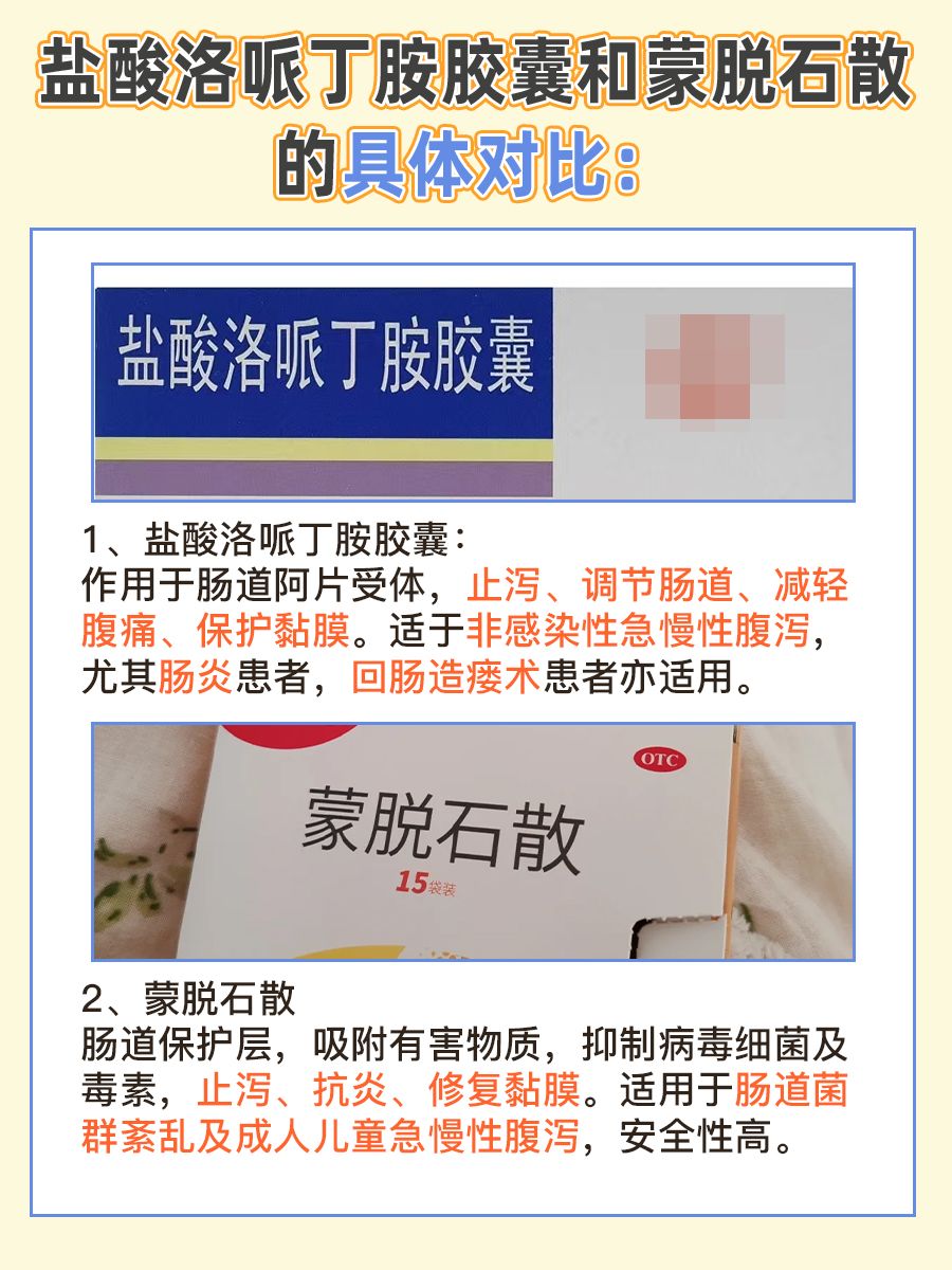 纠结！盐酸洛哌丁胺胶囊和蒙脱石散，哪个效果好