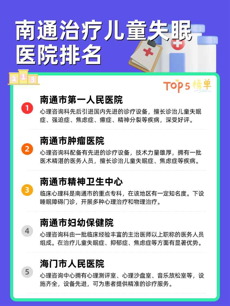 南通治疗儿童失眠医院排名
