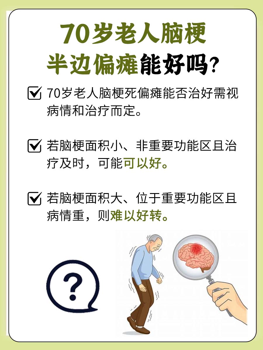 70岁老人脑梗半边偏瘫：能不能好？一文解答！