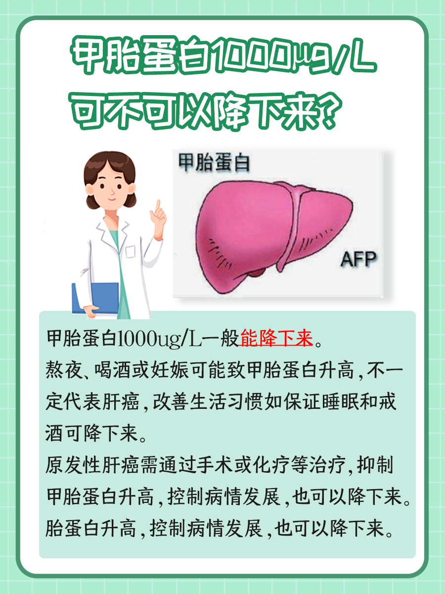 医生给你支招：甲胎蛋白1000能降下来吗？