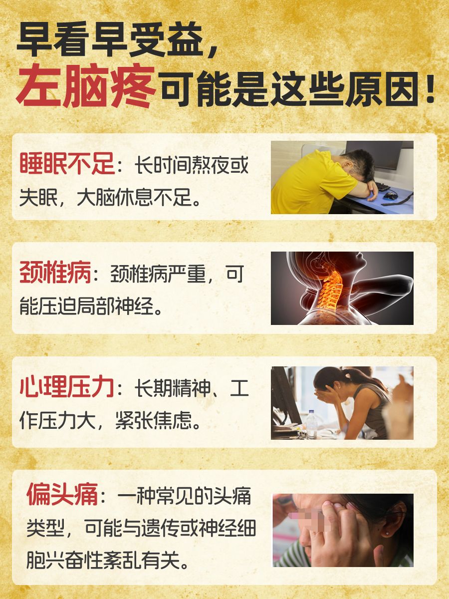 早看早受益,左脑疼可能是这些原因!
