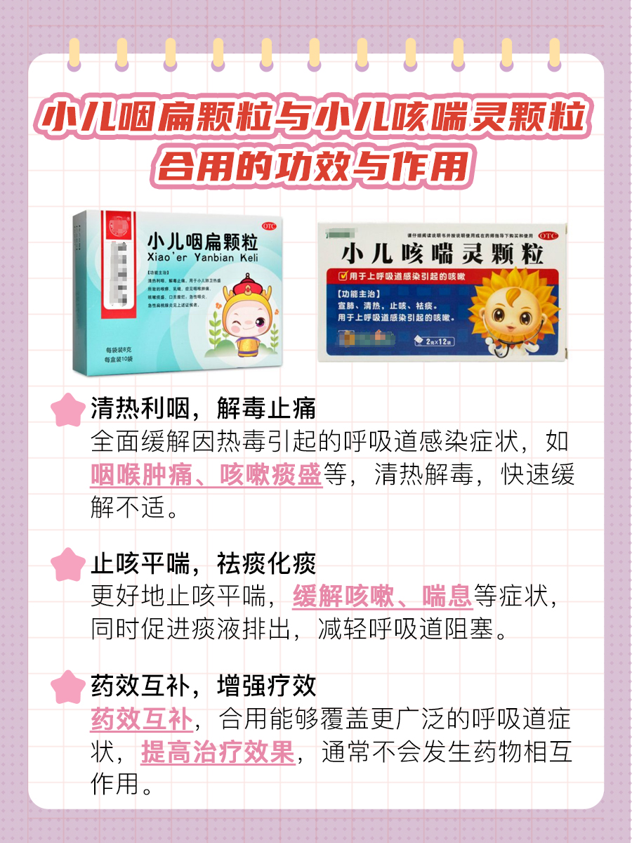 小儿咽扁颗粒与小儿咳喘灵颗粒，能否共服？