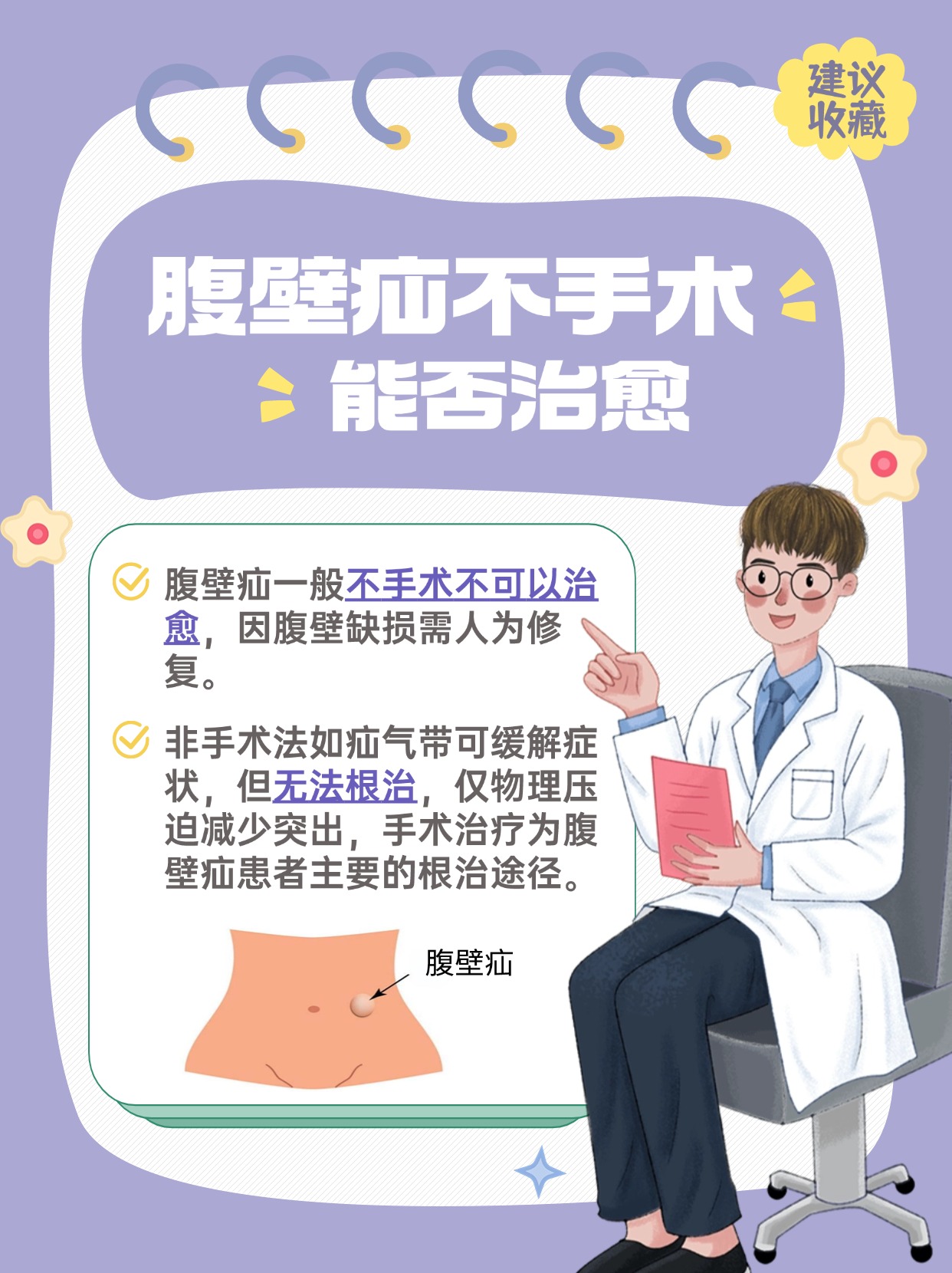 带你了解：腹壁疝不手术可以治愈吗