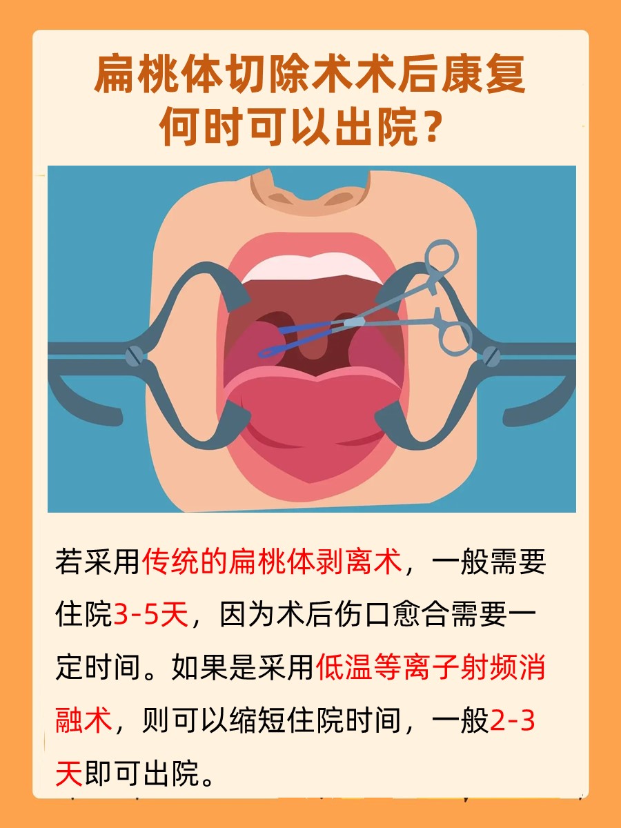 扁桃体切除术术后，多久可以顺利出院？