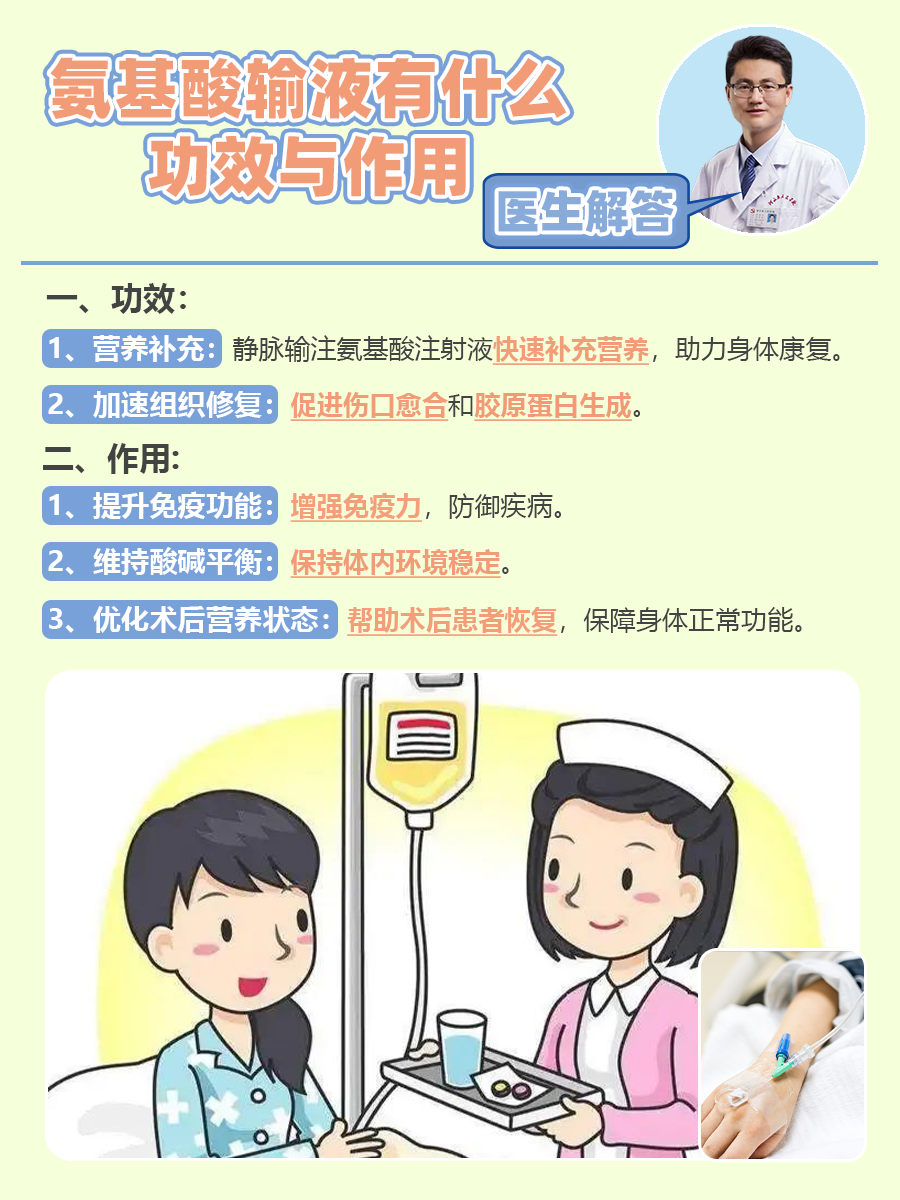 医生解答：氨基酸输液有什么功效与作用
