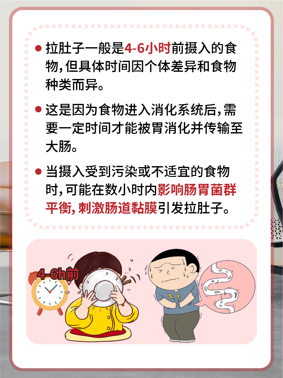了解知识：拉肚子一般是多久前吃的东西？