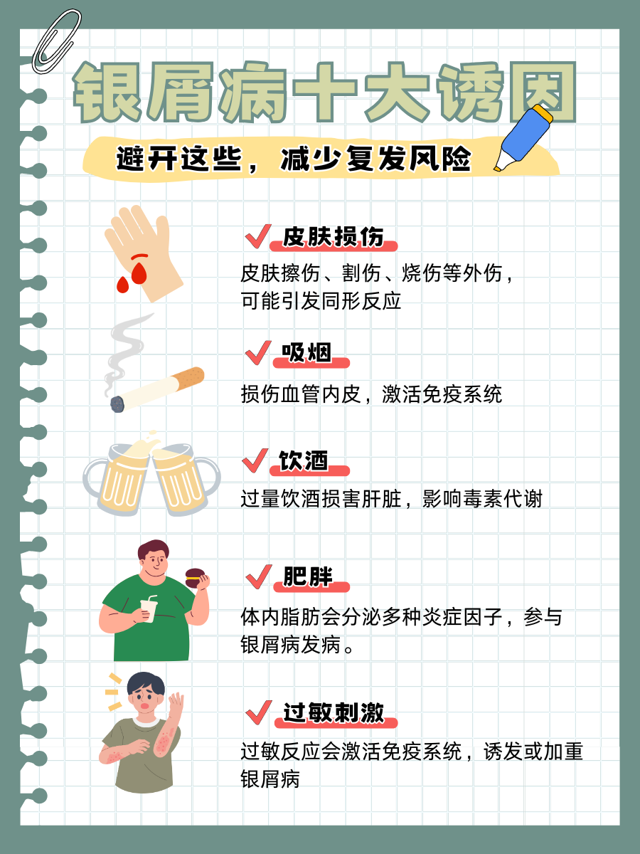 银屑病十大诱因,避开这些,减少复发风险
